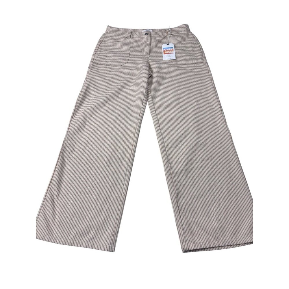 Cali 1850 Womens Striped Wide-Leg Pants Size 13 Polyester & Cotton
